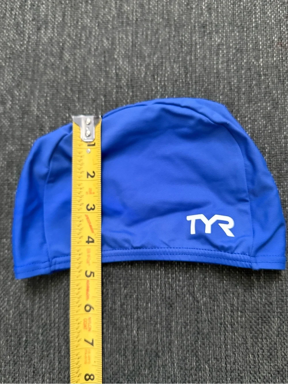 TYR Royal Blue Silicone-Look Swim Cap with White Logo one size